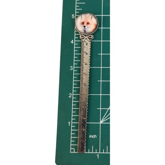 Metal Bookmark For DIY Crafts W/ Ruler & Round Blank For .75" Glass Dome Cabocho - Picture 4 of 6